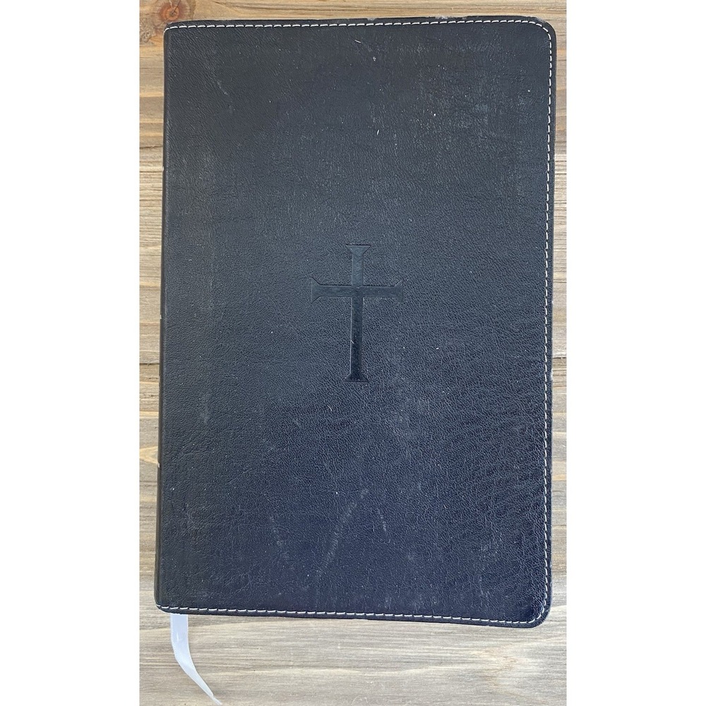 Holy Bible CBS Holman Black Leather Cross‎ Engraved Design